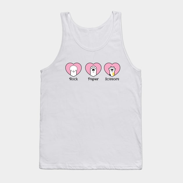 Paws of Passion: Rock, Paper, Scissors with a Feline Touch Tank Top by Helen Morgan